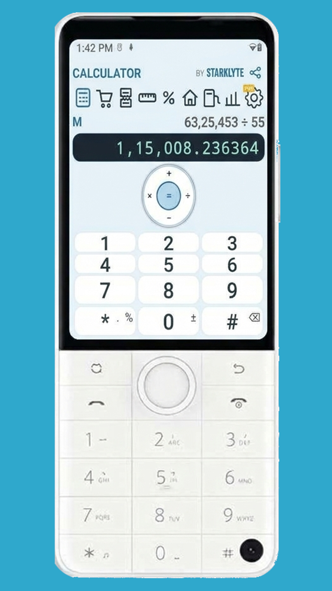 T9 Calculator on a phone keypad