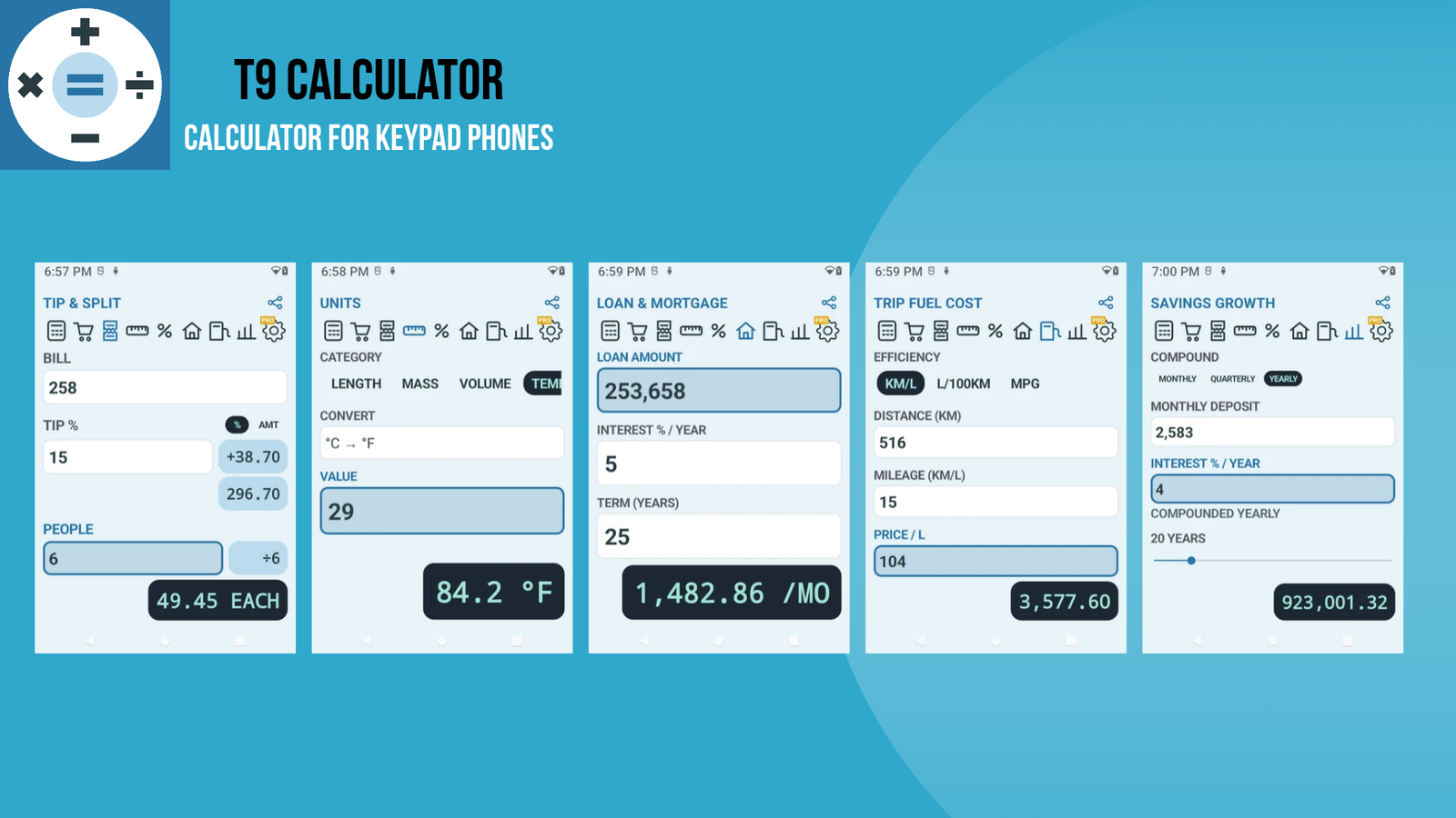 T9 Calculator pocket tools